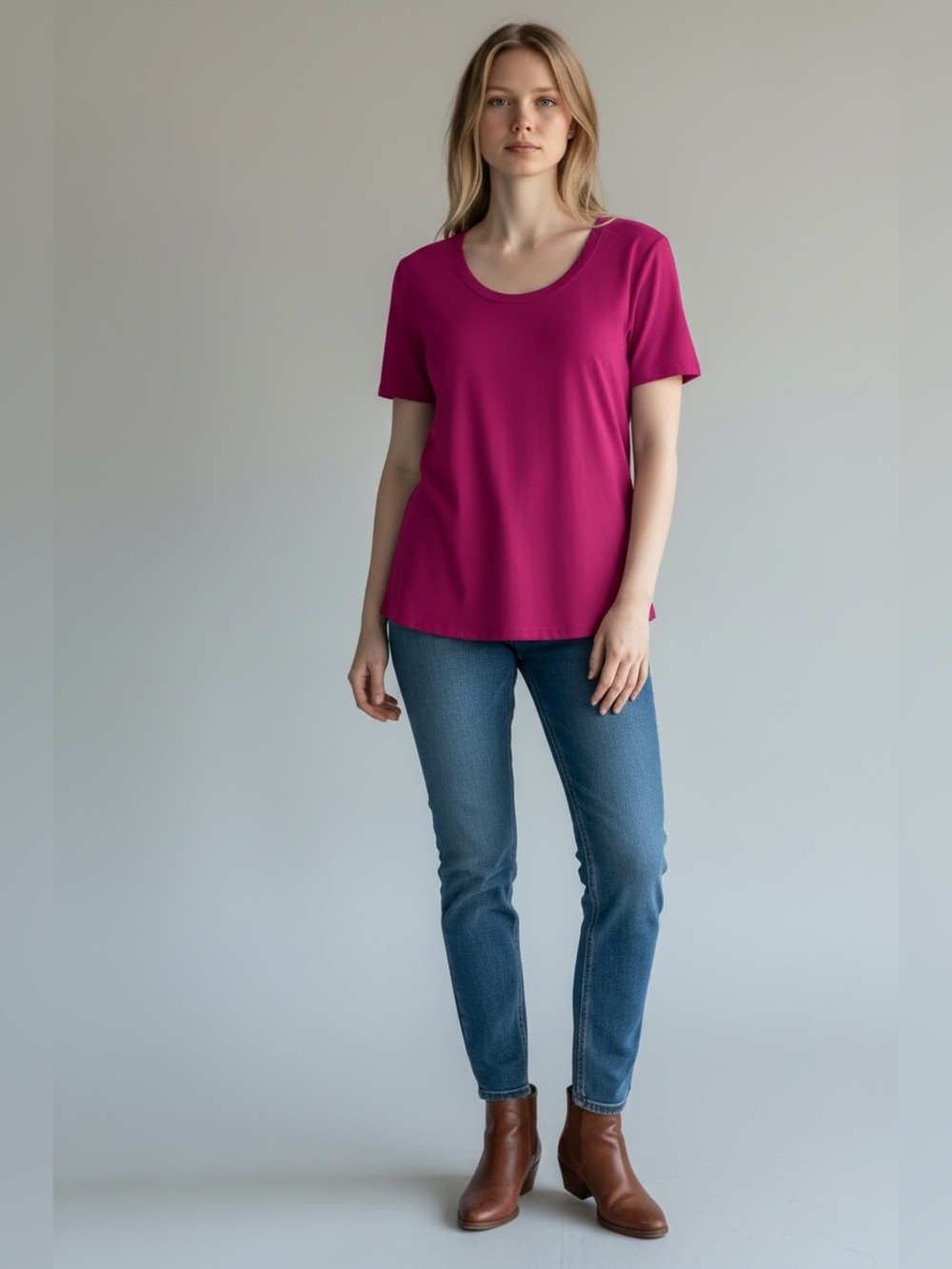 Vince Camuto Magenta Mixed Media Top Satin Trim Asymmetrical Hem Small